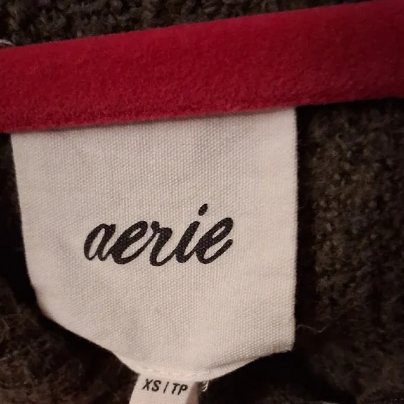 aerie Olive Green Knit Zip-Pullover with Matching Pants - Picture 2 of 7